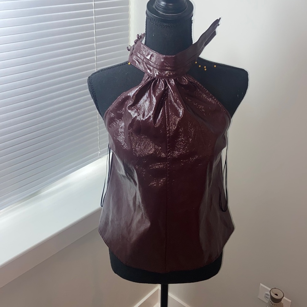 Burgundy blackless Leather top